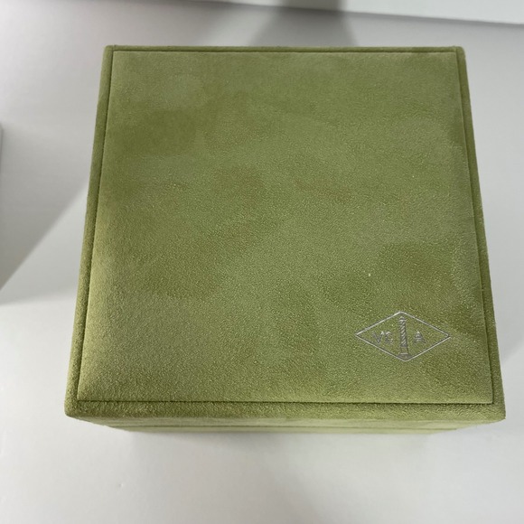 Van Cleef & Arpels Green Suede Jewelry Watch Bangle Bracelet Case Box Set - Picture 11 of 12